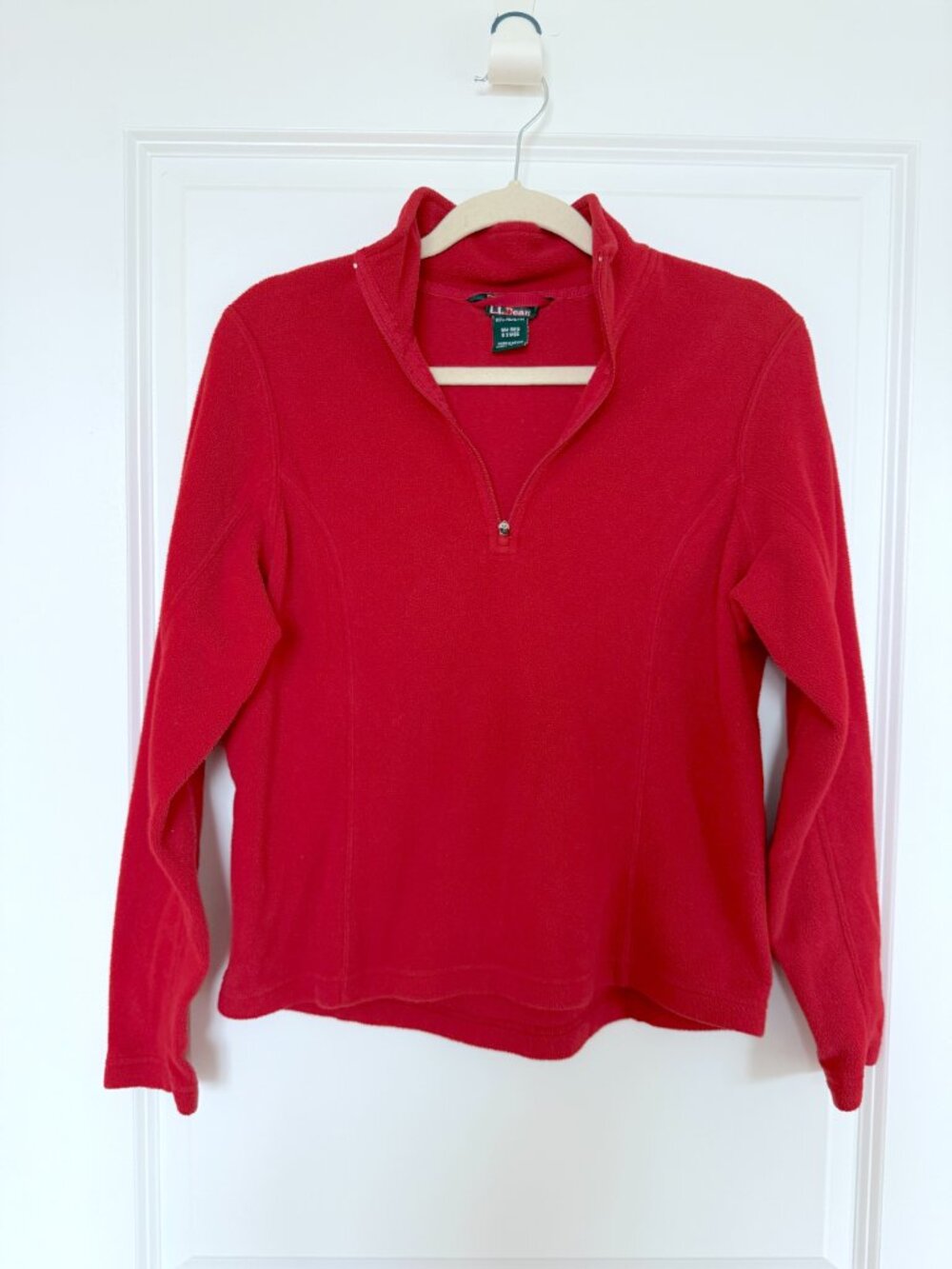 Colorful Gorpcore Vintage L.L. Bean Red Quarter Zip Fleece - Women's Small